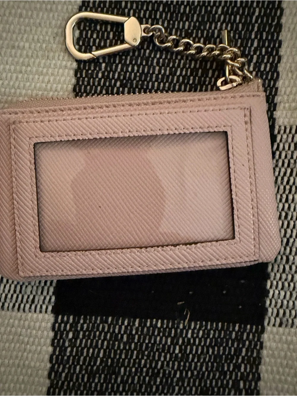 GUESS Blush Zip Card Case with Gold Chain Keyring
